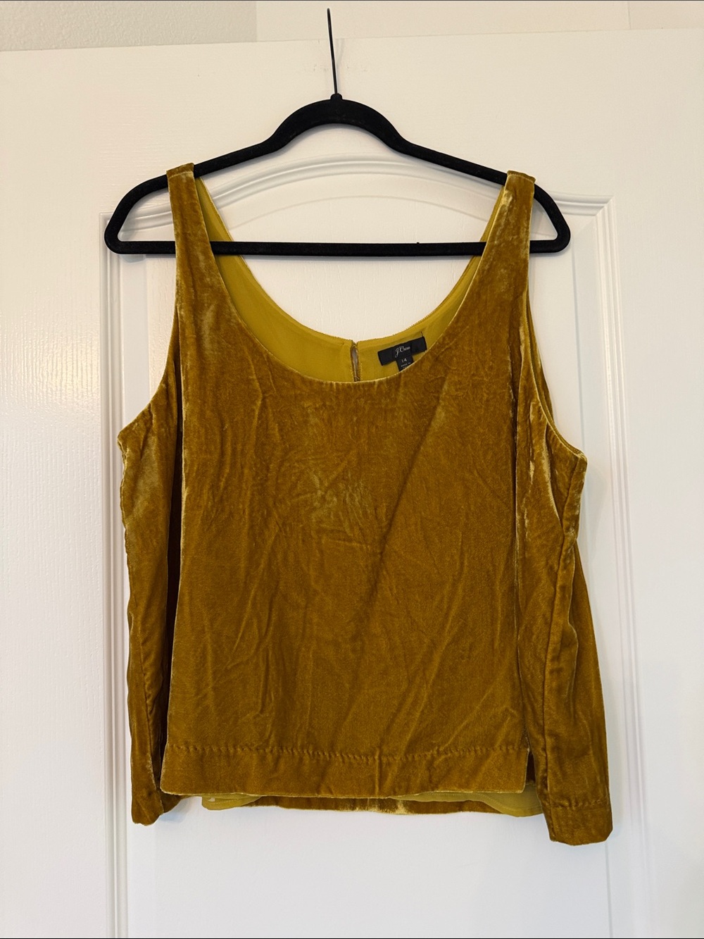 J Crew Velvet Scoop Neck Tank Top - Mustard